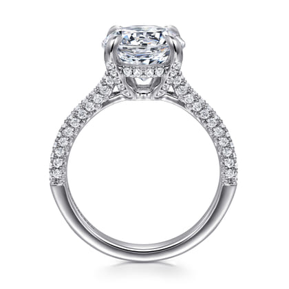 Cadie - 14K White Gold Round Pave Diamond Engagement Ring