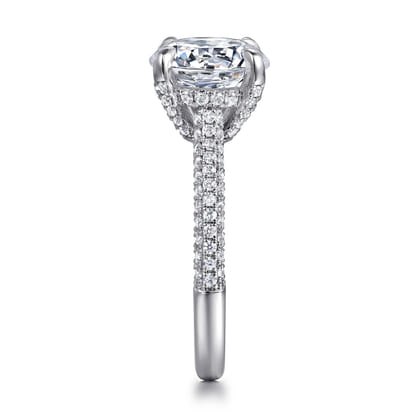 Cadie - 14K White Gold Round Pave Diamond Engagement Ring