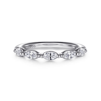 Cairie - 14K White Gold Diamond Marquise Anniversary Band