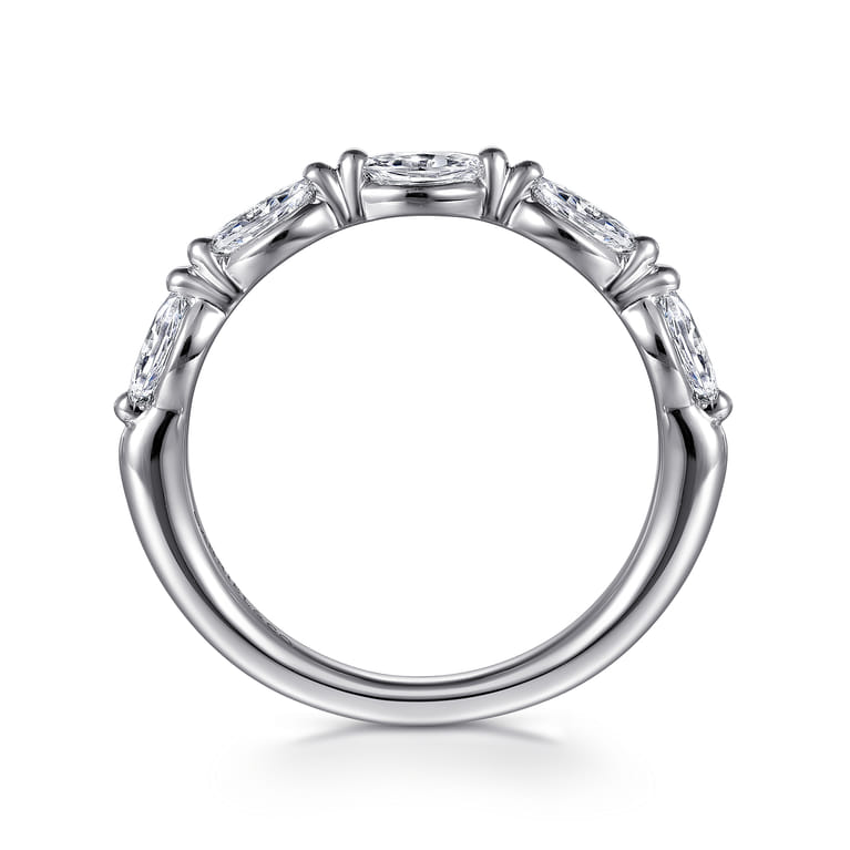 Straight Wedding Ring in 14k White Gold with Marquise Natural Diamond at Gabriel & Co. - Shot 2