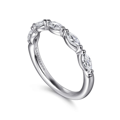 Cairie - 14K White Gold Diamond Marquise Anniversary Band