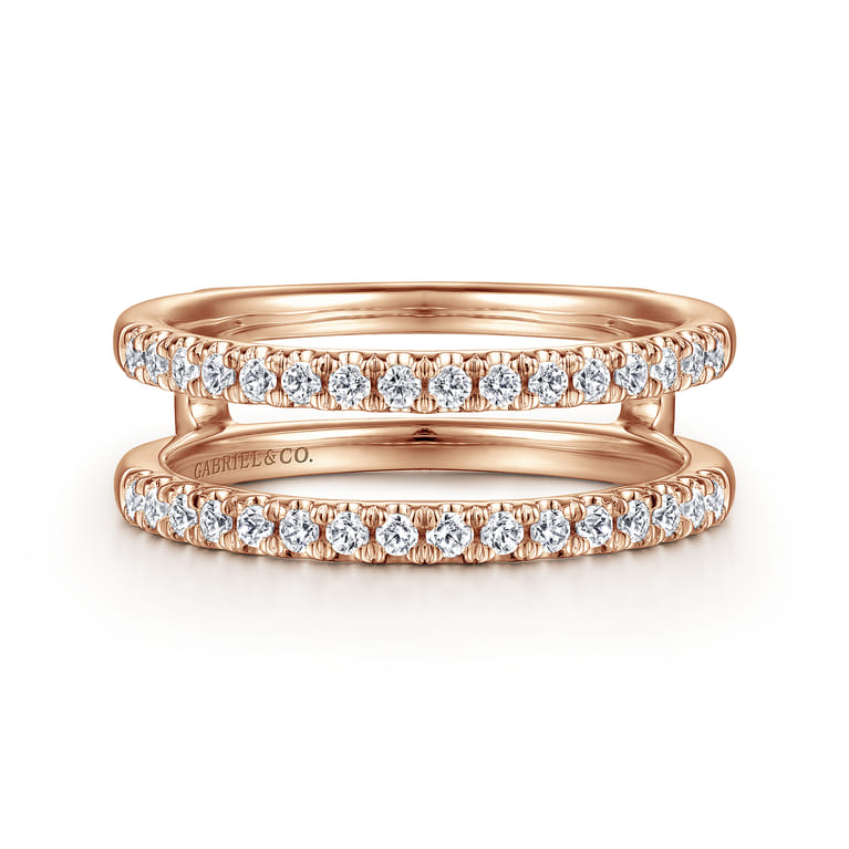 Enhancer Wedding Ring in 14k Rose Gold with Round Natural Diamond at Gabriel & Co. - Shot 1