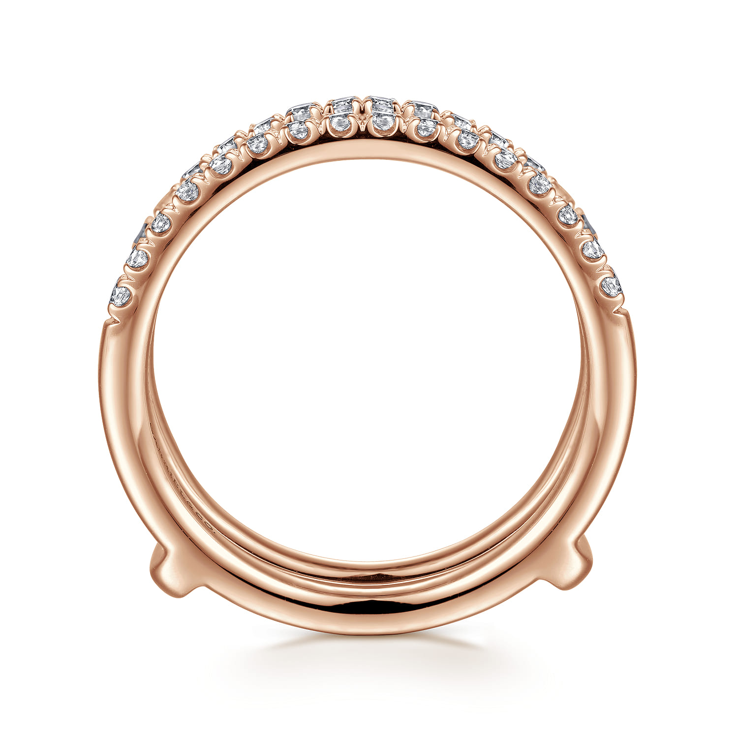 Enhancer Wedding Ring in 14k Rose Gold with Round Natural Diamond at Gabriel & Co. - Shot 2