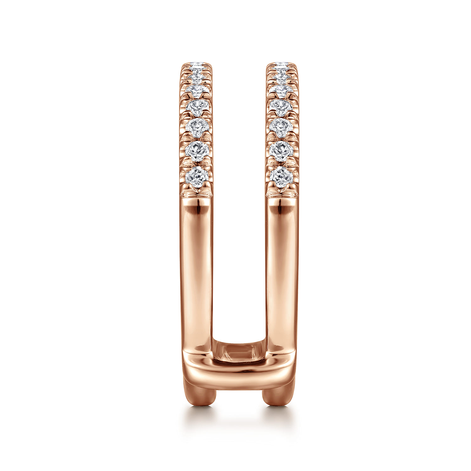 Enhancer Wedding Ring in 14k Rose Gold with Round Natural Diamond at Gabriel & Co. - Shot 4