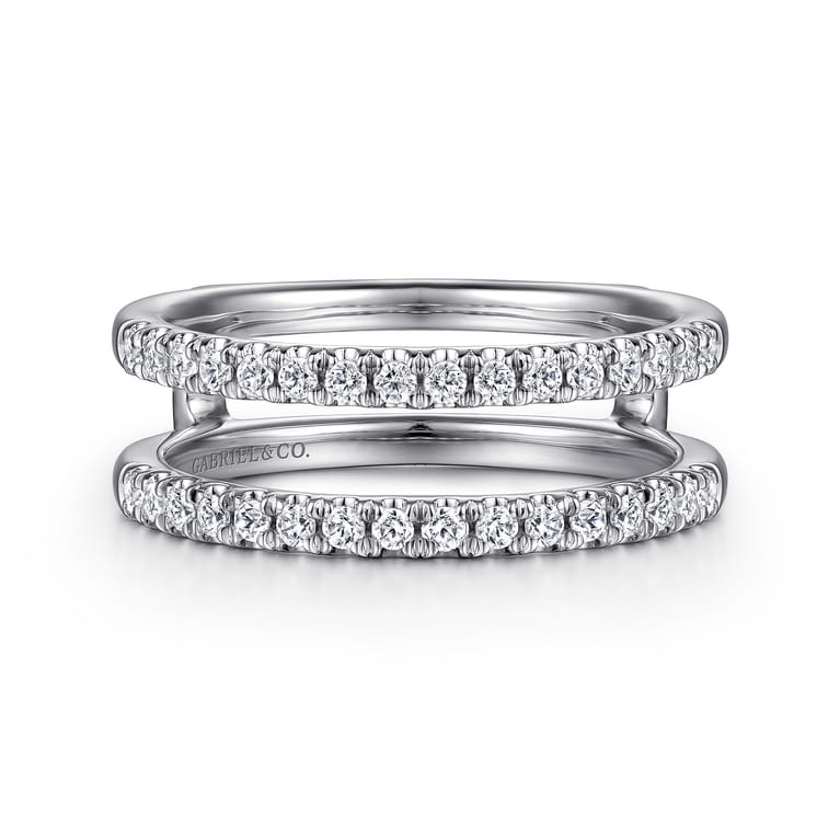 Enhancer Wedding Ring in 14k White Gold with Round Natural Diamond at Gabriel & Co. - Shot 1