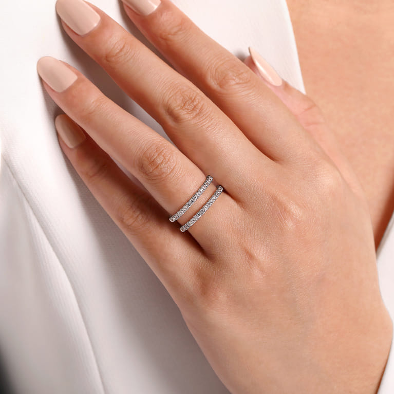 Enhancer Wedding Ring in 14k White Gold with Round Natural Diamond at Gabriel & Co. - Shot 5