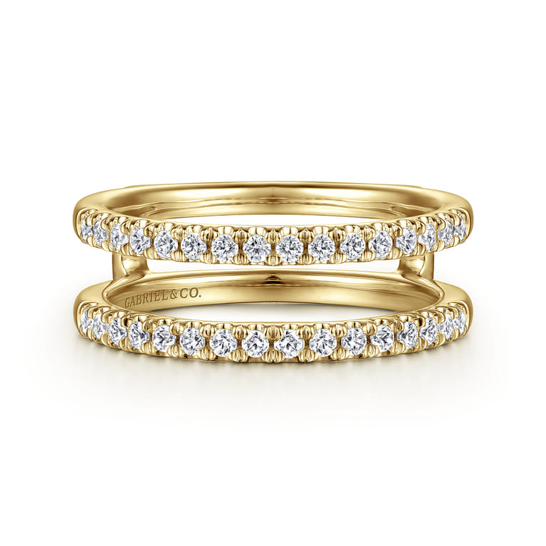 Enhancer Wedding Ring in 14k Yellow Gold with Round Natural Diamond at Gabriel & Co. - Shot 1