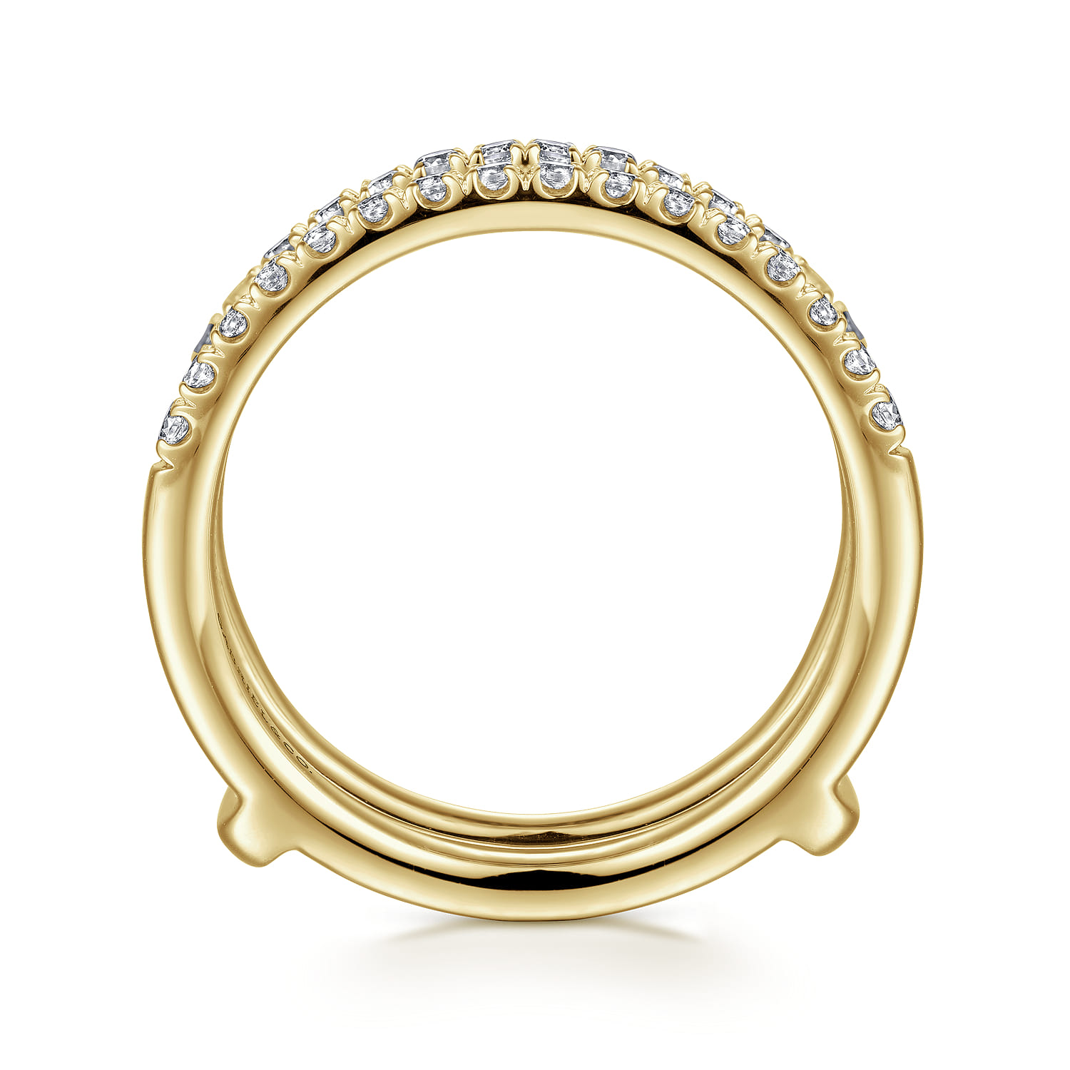 Enhancer Wedding Ring in 14k Yellow Gold with Round Natural Diamond at Gabriel & Co. - Shot 2