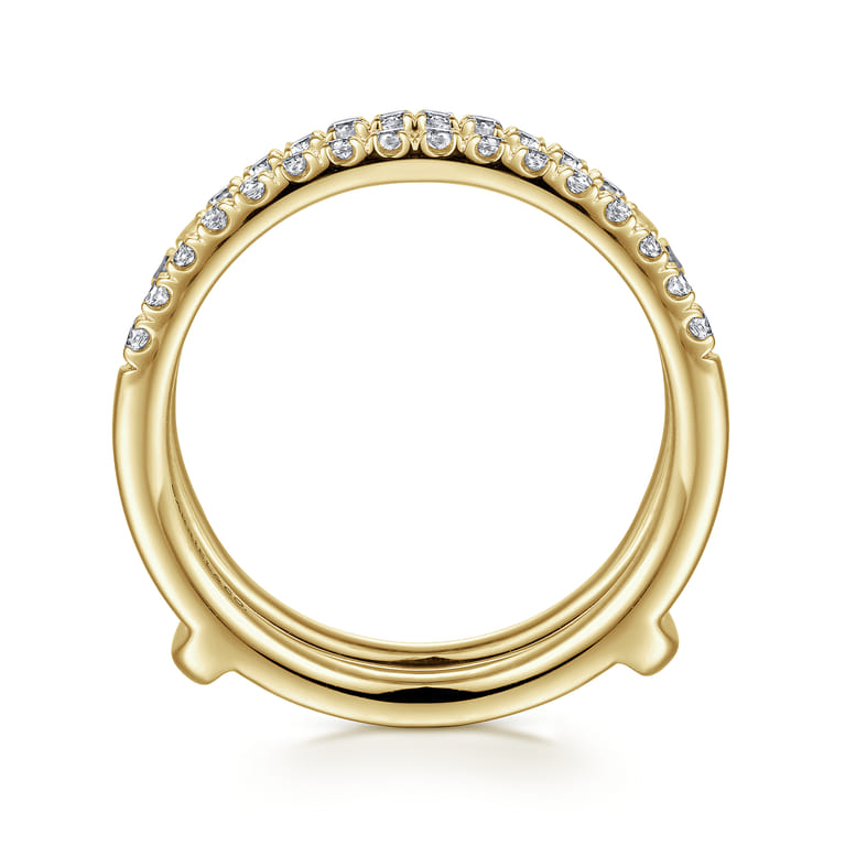 Enhancer Wedding Ring in 14k Yellow Gold with Round Natural Diamond at Gabriel & Co. - Shot 2