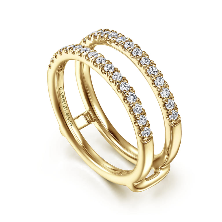 Enhancer Wedding Ring in 14k Yellow Gold with Round Natural Diamond at Gabriel & Co. - Shot 3