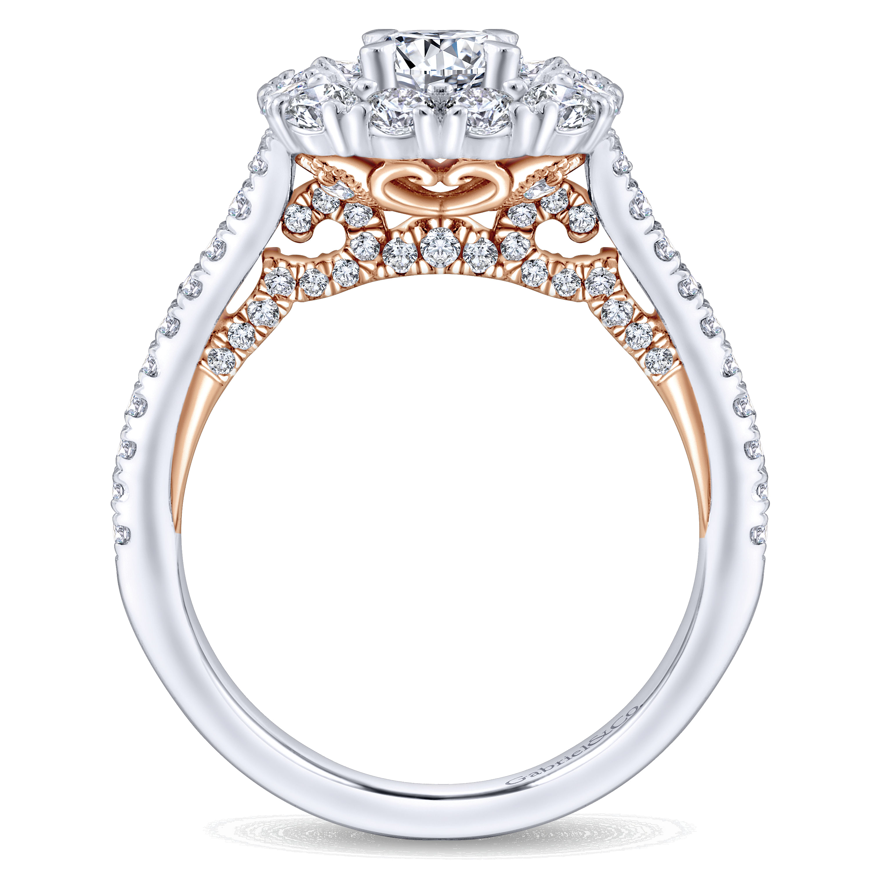Caitlin - 14K White-Rose Gold Round Complete Diamond Engagement Ring