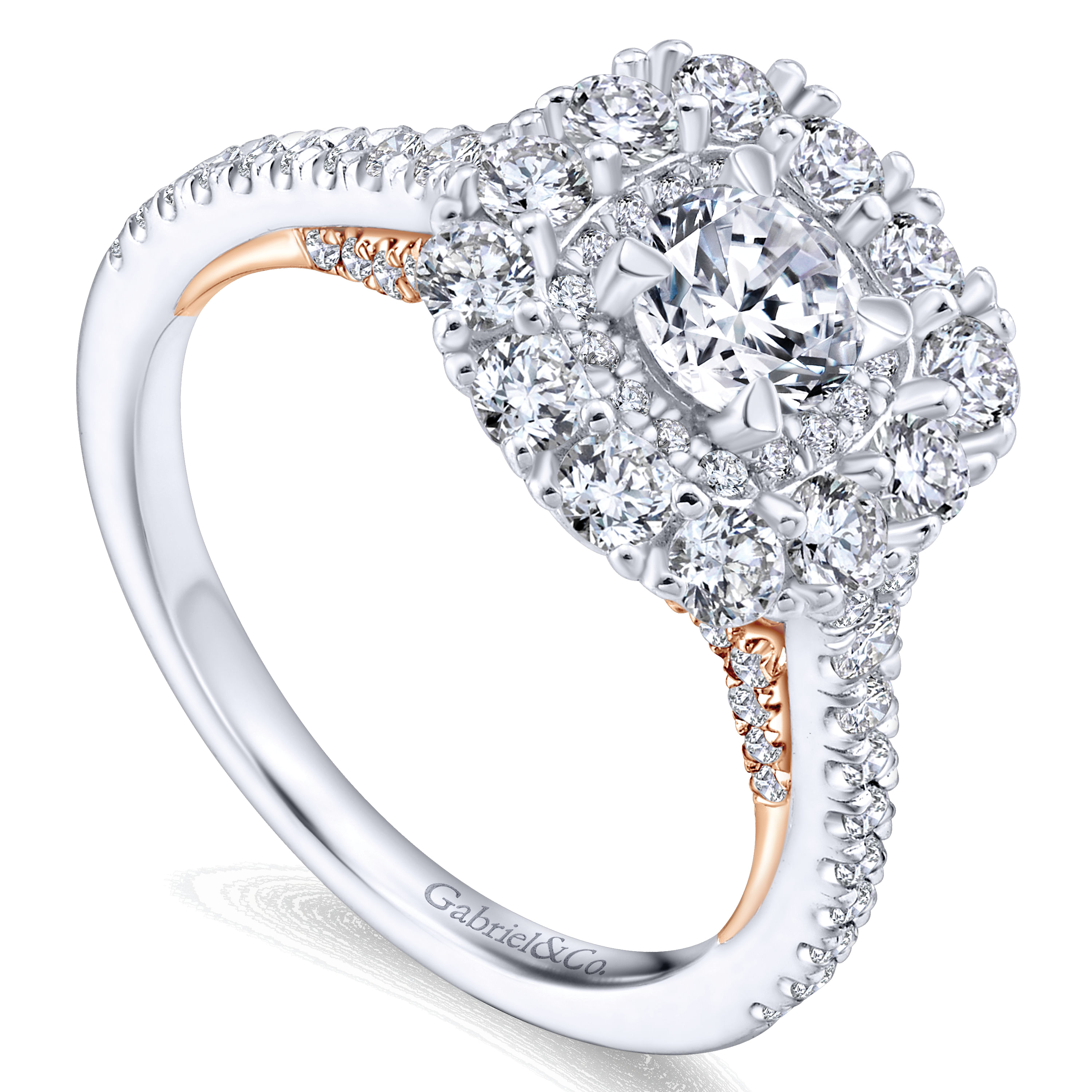 Caitlin - 14K White-Rose Gold Round Complete Diamond Engagement Ring
