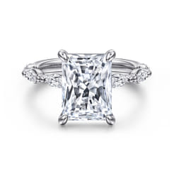 Caitte - 14K White Gold Radiant Cut Double Prong Diamond Engagement Ring