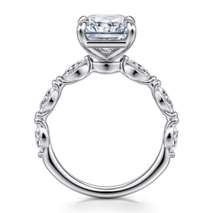 Caitte - 14K White Gold Radiant Cut Double Prong Diamond Engagement Ring