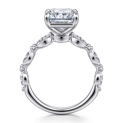 Caitte - 14K White Gold Radiant Cut Double Prong Diamond Engagement Ring