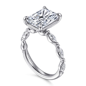 Caitte - 14K White Gold Radiant Cut Double Prong Diamond Engagement Ring