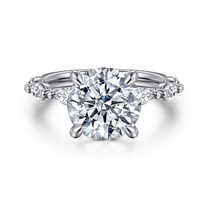 Caitte - 14K White Gold Round Double Prong Diamond Engagement Ring