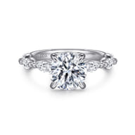 Caitte - 14K White Gold Round Double Prong Diamond Engagement Ring