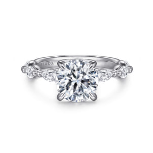 Caitte - 14K White Gold Round Double Prong Diamond Engagement Ring