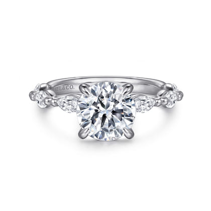 Caitte - 14K White Gold Round Double Prong Diamond Engagement Ring