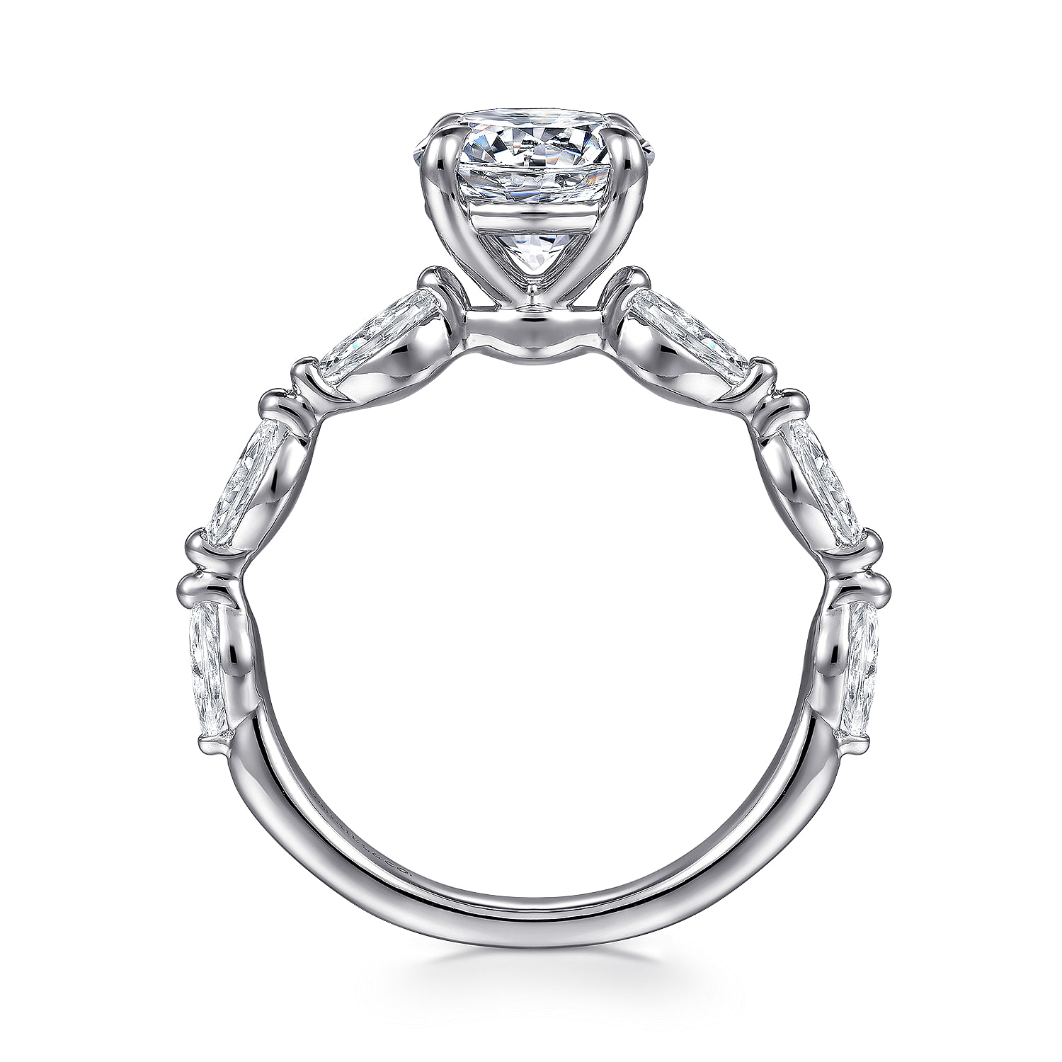 Caitte - 14K White Gold Round Double Prong Diamond Engagement Ring