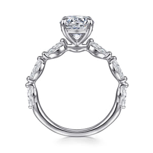 Caitte - 14K White Gold Round Double Prong Diamond Engagement Ring