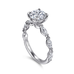 Caitte - 14K White Gold Round Double Prong Diamond Engagement Ring