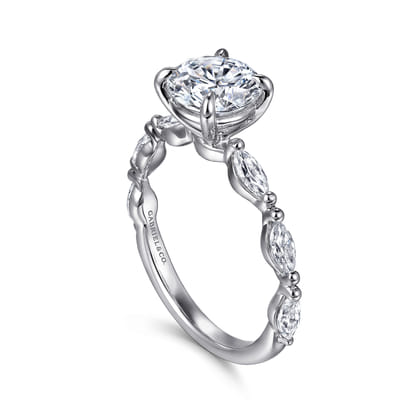 Caitte - 14K White Gold Round Double Prong Diamond Engagement Ring