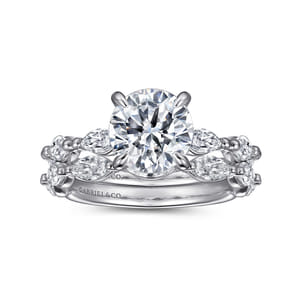 Caitte - 14K White Gold Round Double Prong Diamond Engagement Ring