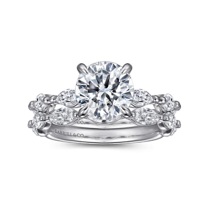 Caitte - 14K White Gold Round Double Prong Diamond Engagement Ring