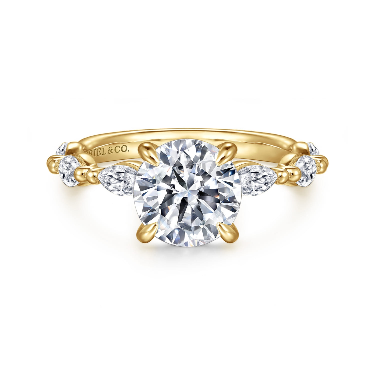 Caitte - 14K Yellow Gold Round Double Prong Diamond Engagement Ring