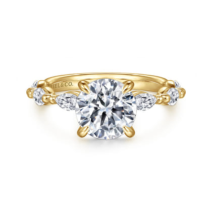 Caitte - 14K Yellow Gold Round Double Prong Diamond Engagement Ring