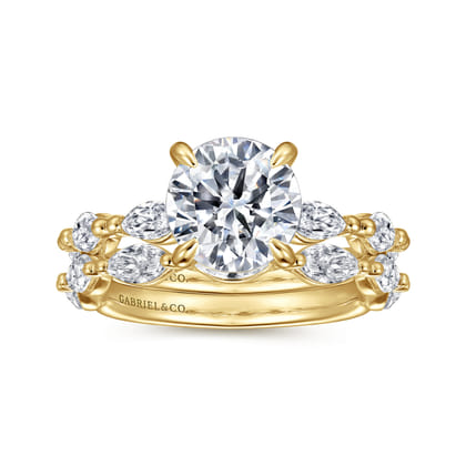 Caitte - 14K Yellow Gold Round Double Prong Diamond Engagement Ring