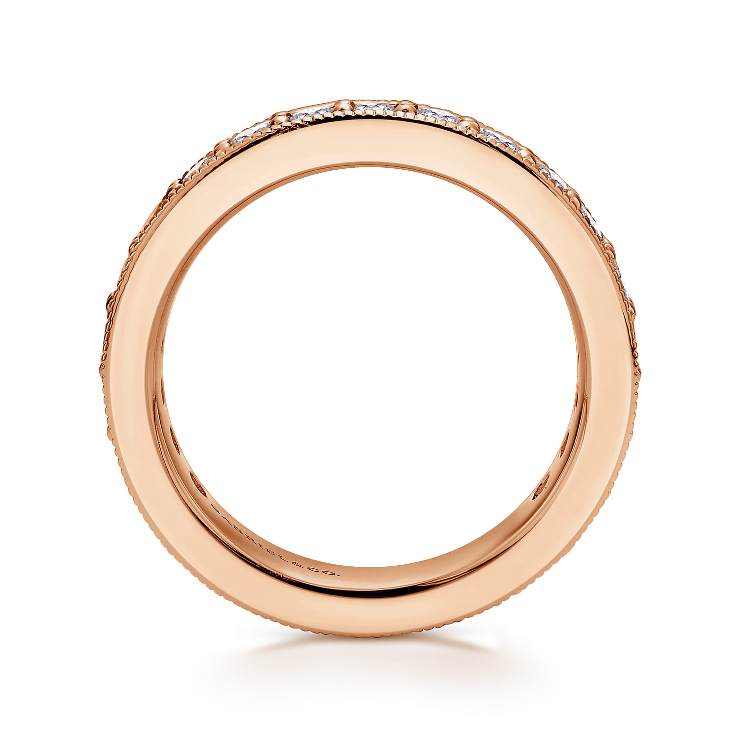 Eternity Band Wedding Ring in 14k Rose Gold with Round Natural Diamond at Gabriel & Co. - Shot 2