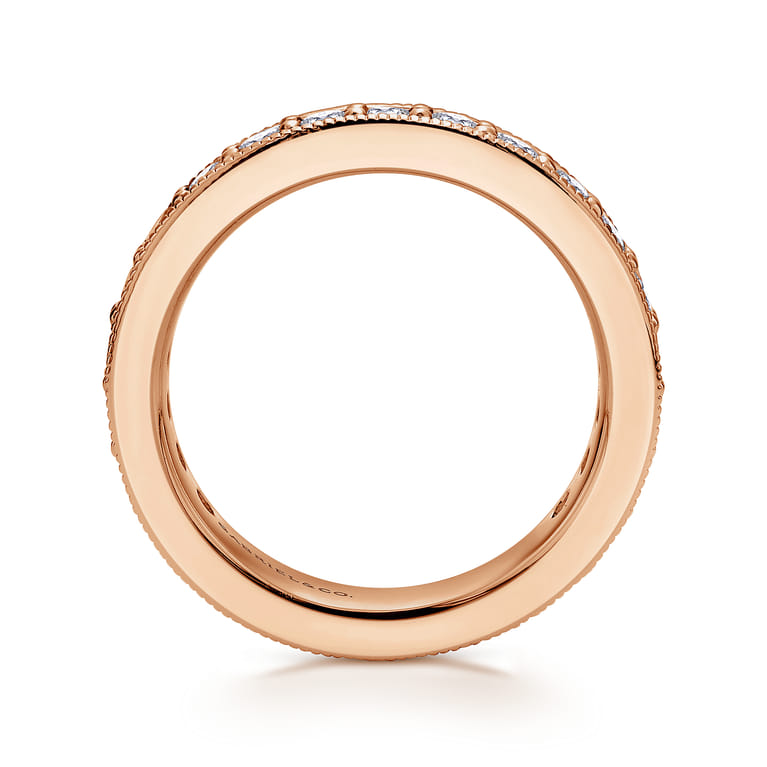 Eternity Band Wedding Ring in 14k Rose Gold with Round Natural Diamond at Gabriel & Co. - Shot 2