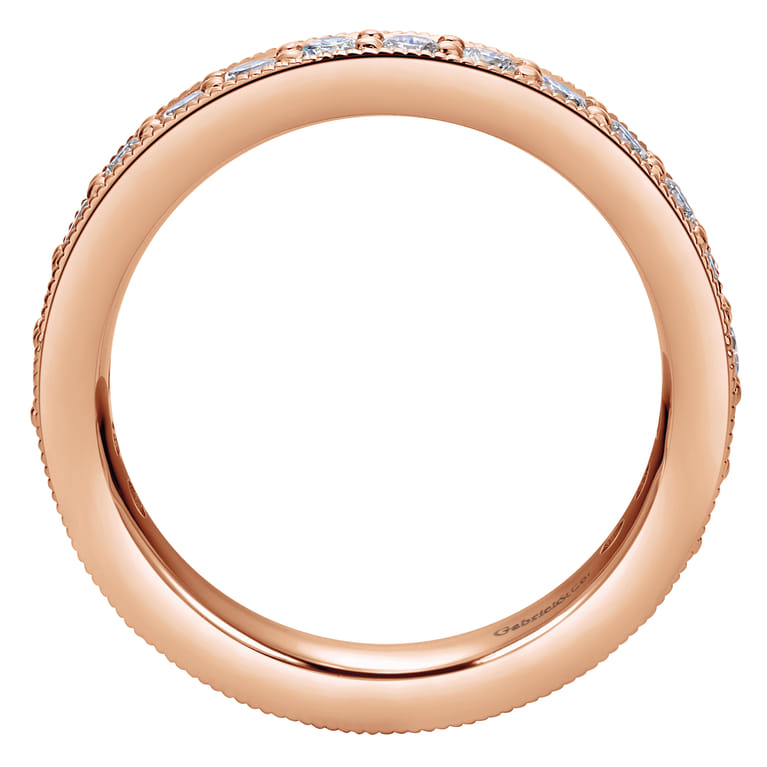 Eternity Band Wedding Ring in 14k Rose Gold with Round Natural Diamond at Gabriel & Co. - Shot 2