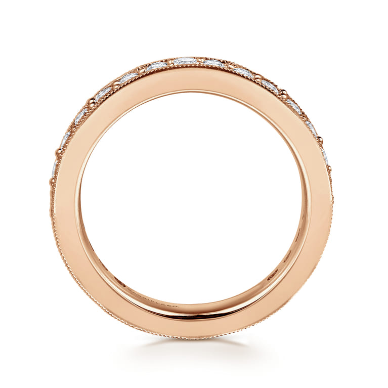 Eternity Band Wedding Ring in 14k Rose Gold with Round Natural Diamond at Gabriel & Co. - Shot 2