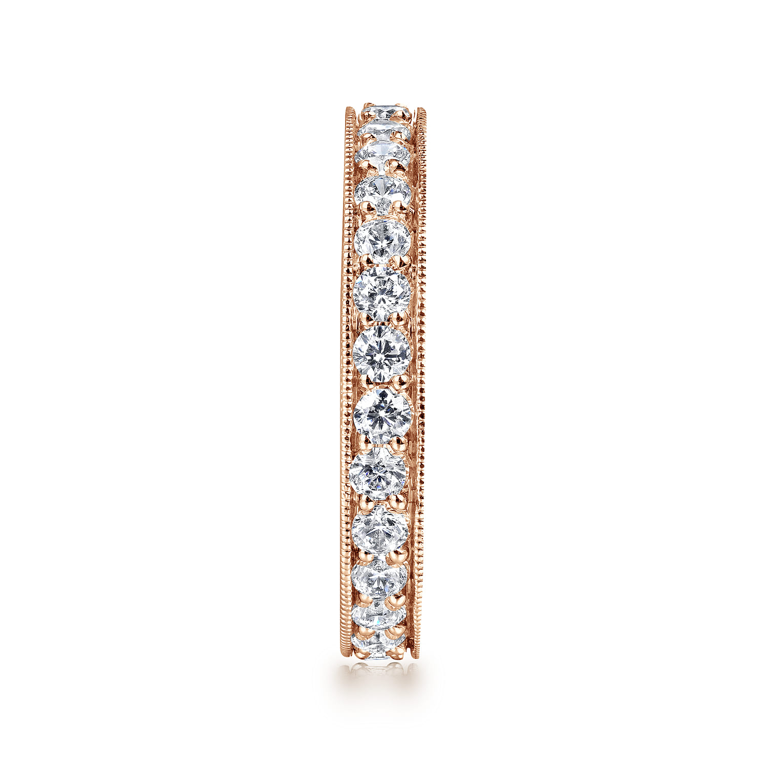 Eternity Band Wedding Ring in 14k Rose Gold with Round Natural Diamond at Gabriel & Co. - Shot 4