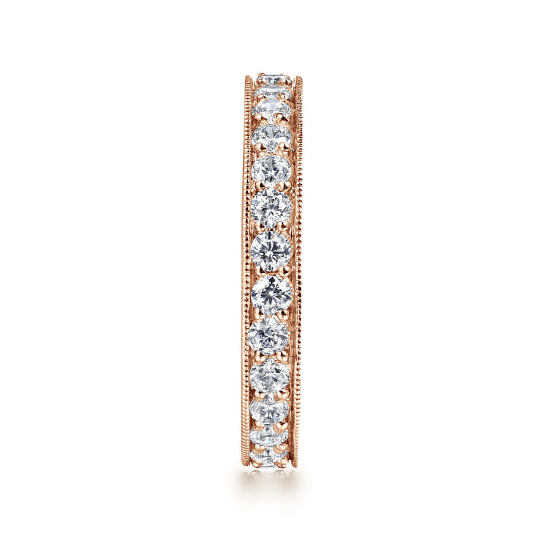 Eternity Band Wedding Ring in 14k Rose Gold with Round Natural Diamond at Gabriel & Co. - Shot 4