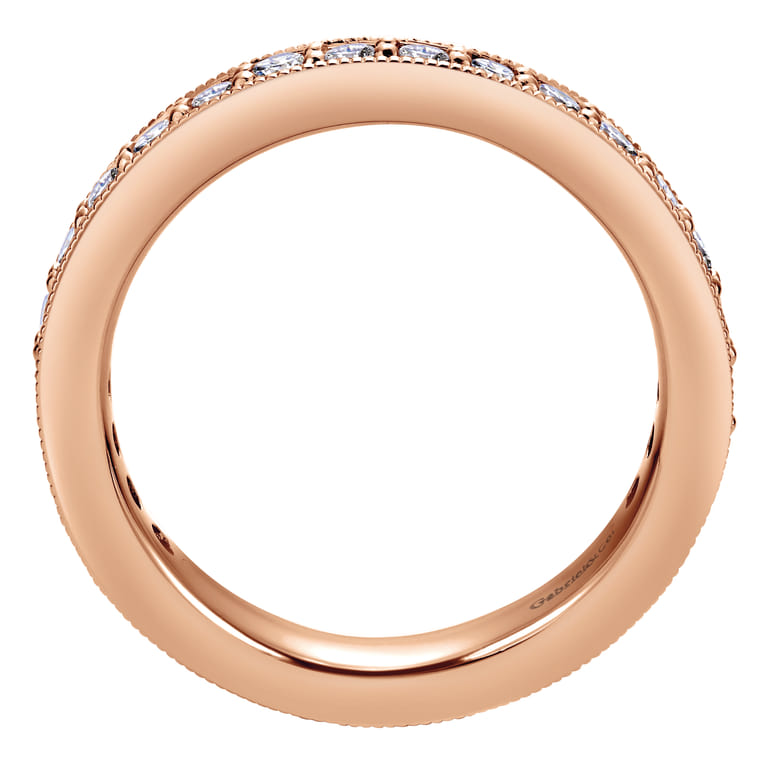 Eternity Band Wedding Ring in 14k Rose Gold with Round Natural Diamond at Gabriel & Co. - Shot 2