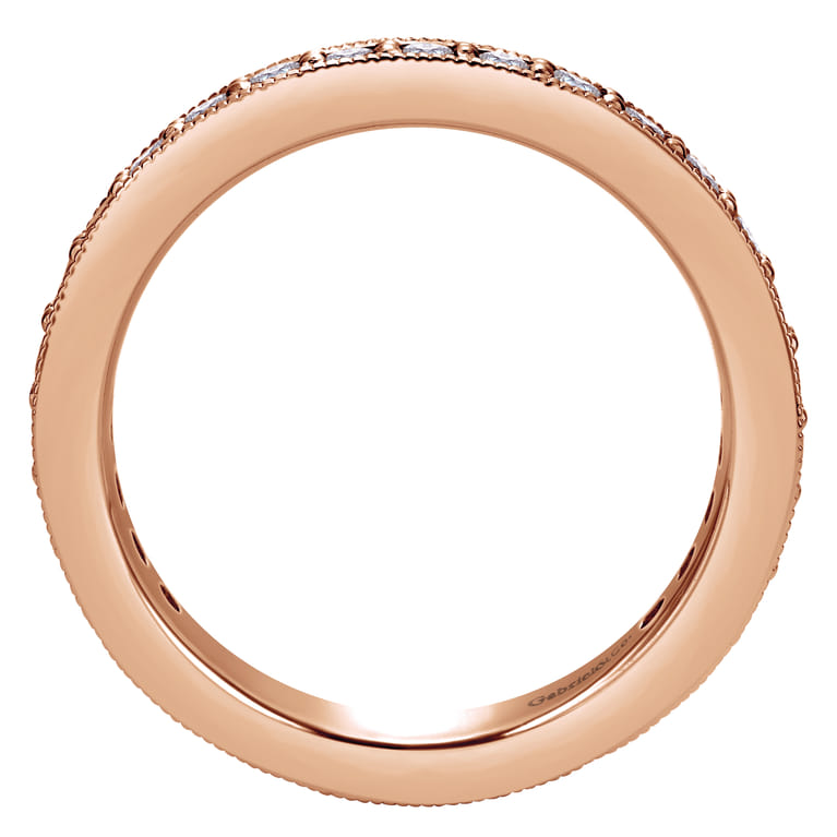 Eternity Band Wedding Ring in 14k Rose Gold with Round Natural Diamond at Gabriel & Co. - Shot 2