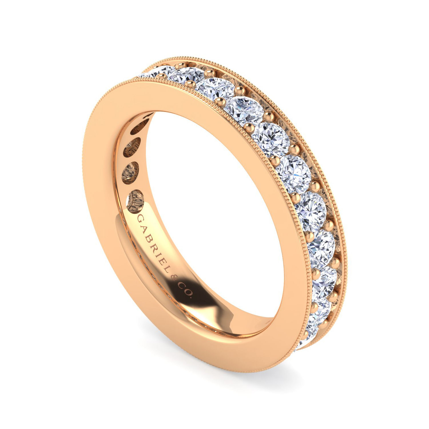 Calabria - 14K Rose Gold Channel Prong Set Diamond Eternity Band - 1.4 ct - Shot 3