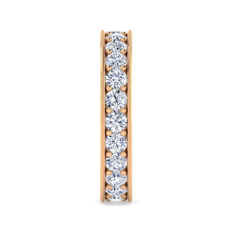Eternity Band Wedding Ring in 14k Rose Gold with Round Natural Diamond at Gabriel & Co. - Shot 4