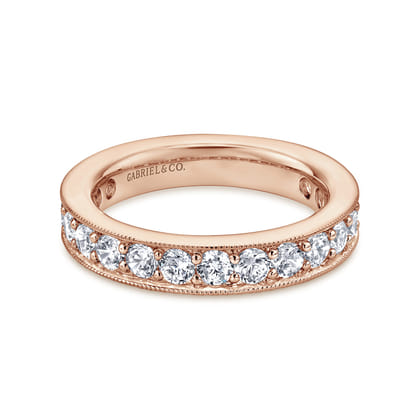 Calabria - 14K Rose Gold Channel Prong Set Diamond Eternity Band