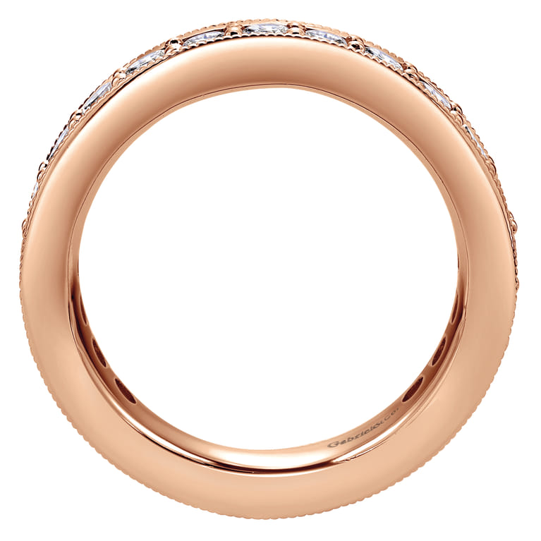 Eternity Band Wedding Ring in 14k Rose Gold with Round Natural Diamond at Gabriel & Co. - Shot 2