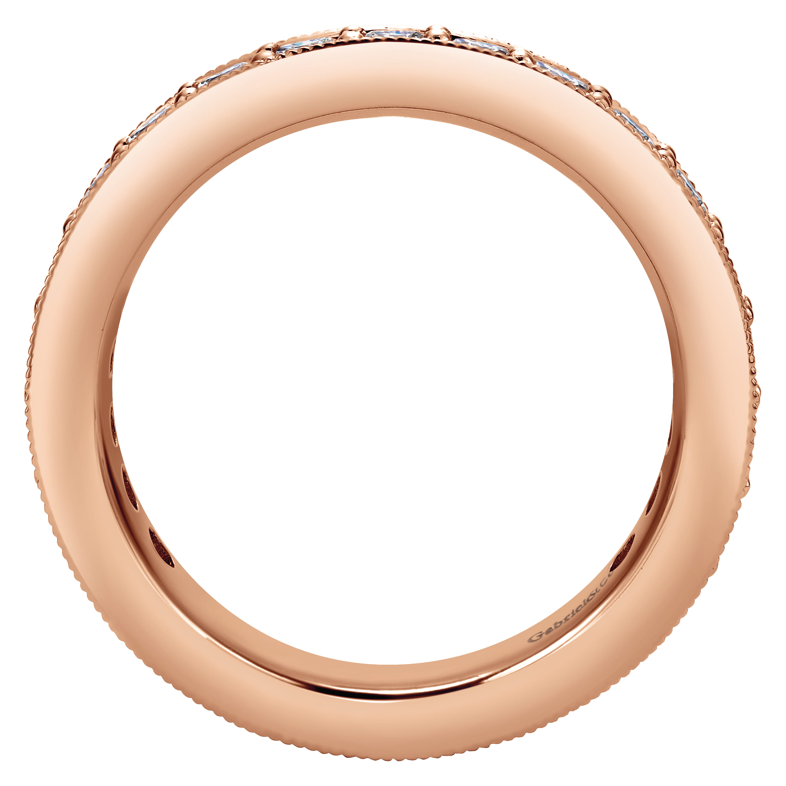 Eternity Band Wedding Ring in 14k Rose Gold with Round Natural Diamond at Gabriel & Co. - Shot 2