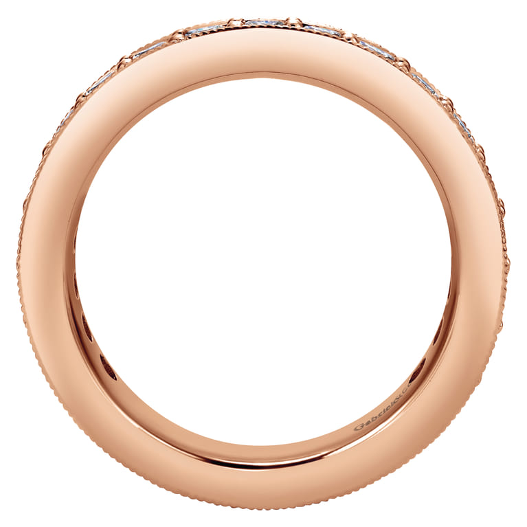 Eternity Band Wedding Ring in 14k Rose Gold with Round Natural Diamond at Gabriel & Co. - Shot 2