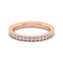 Calabria - 14K Rose Gold Diamond Prong Channel Diamond Anniversary Band with Milgrain