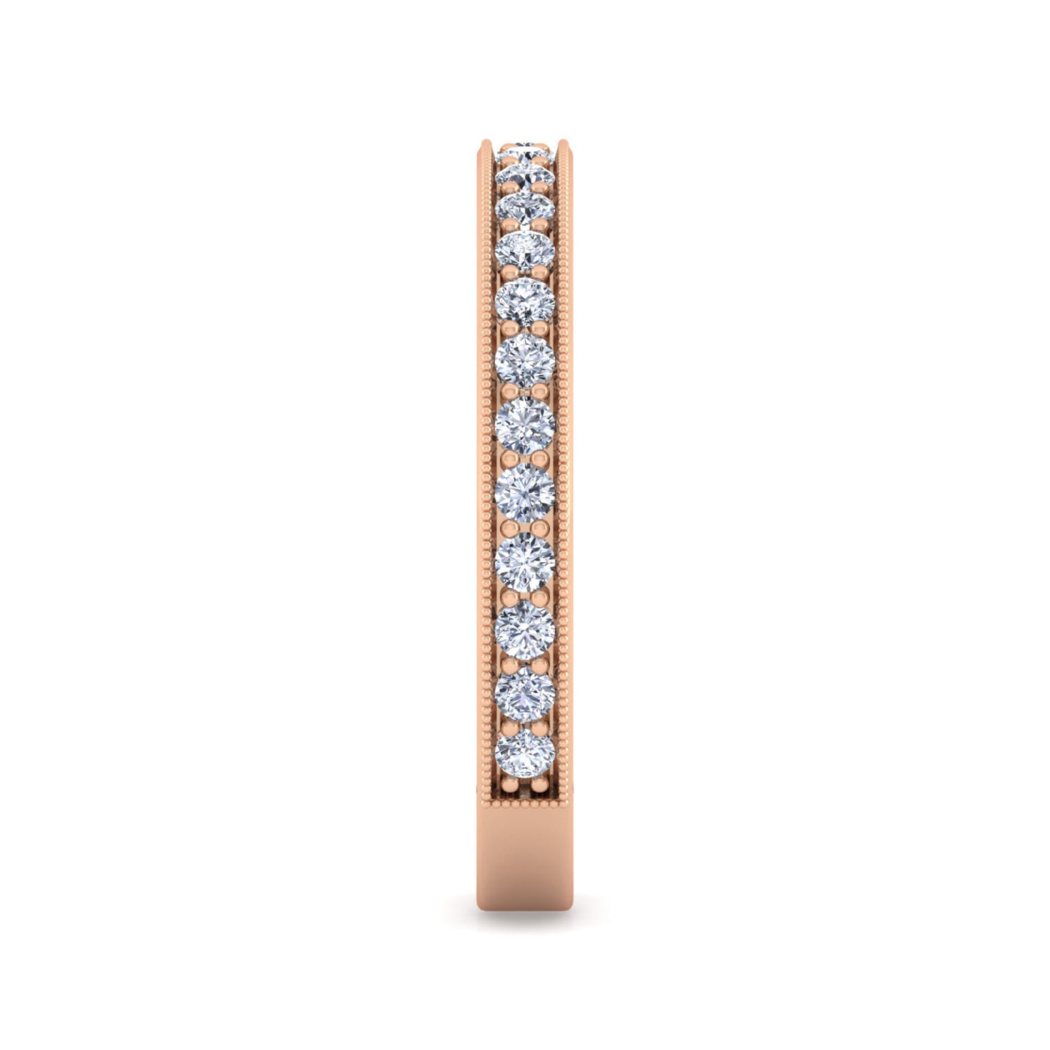 Straight Wedding Ring in 14k Rose Gold with Round Natural Diamond at Gabriel & Co. - Shot 4
