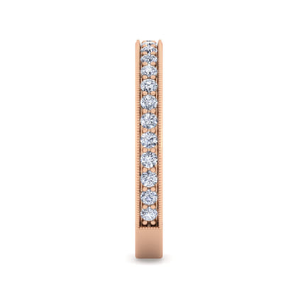 Calabria - 14K Rose Gold Diamond Prong Channel Diamond Anniversary Band with Milgrain
